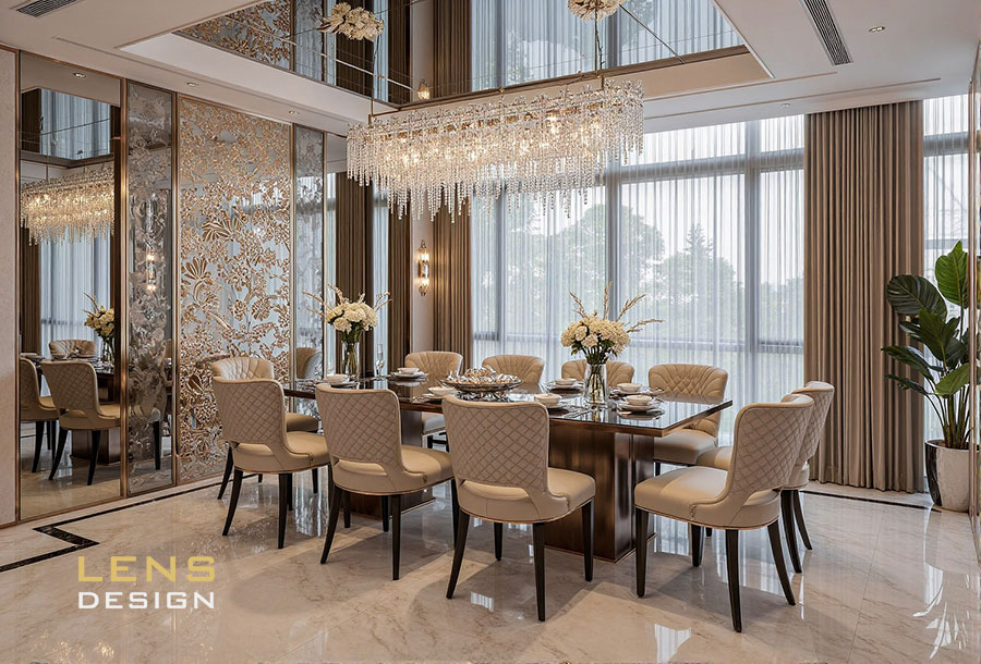 nội thất phòng bếp biệt thự tân cổ điển ở quận 2