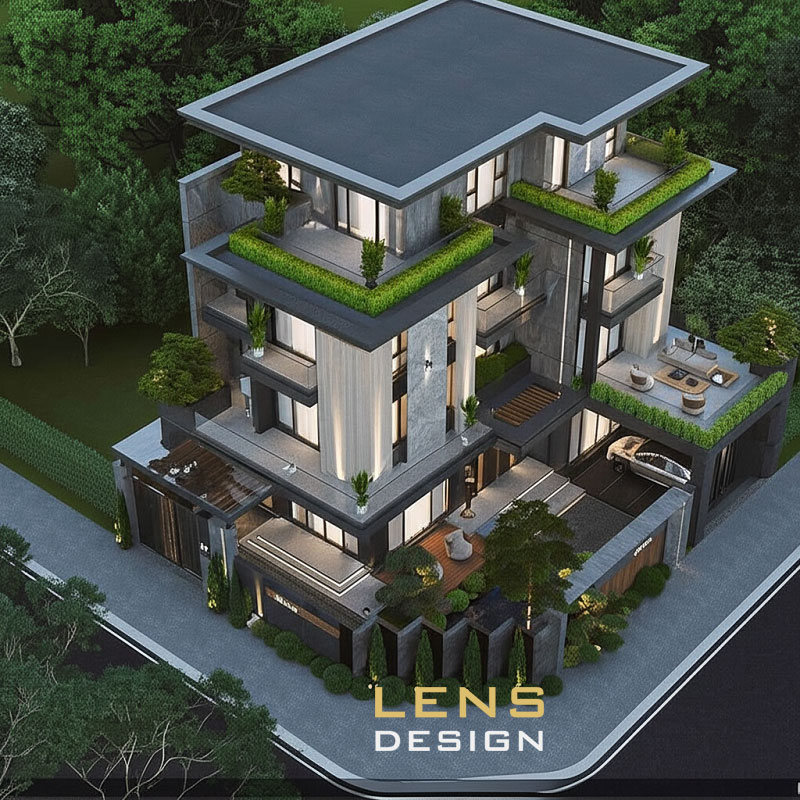Thiết kế biệt thự 3 tầng hiện đại 2 mặt tiền - ảnh 1