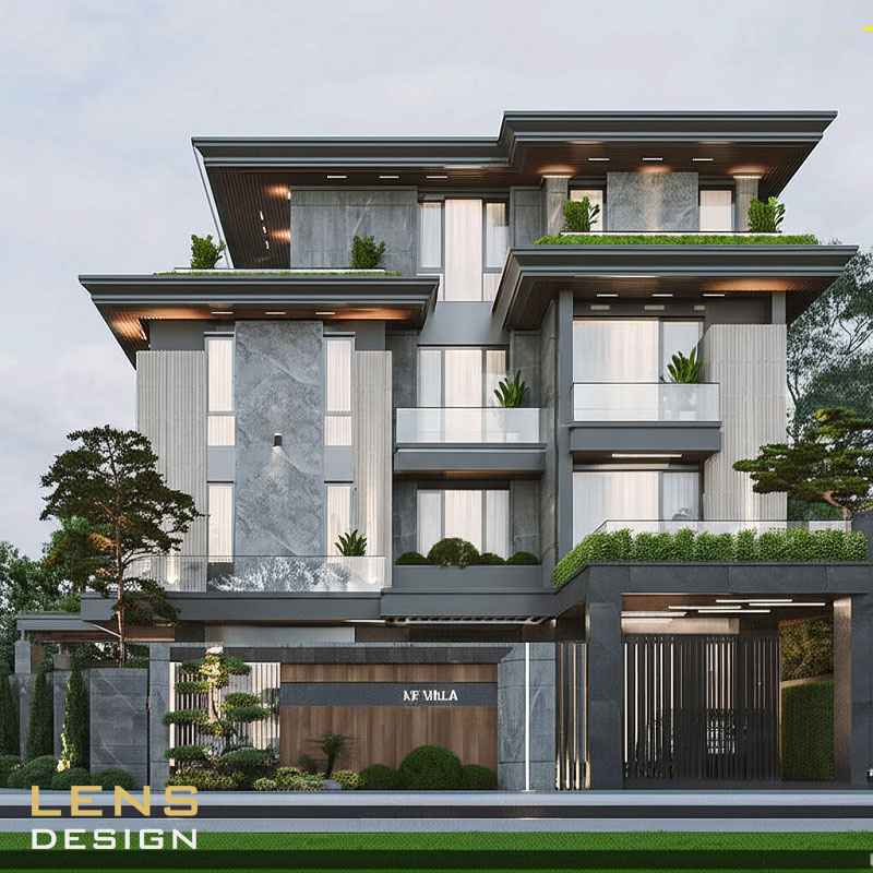 Thiết kế biệt thự 3 tầng hiện đại 2 mặt tiền - ảnh 2