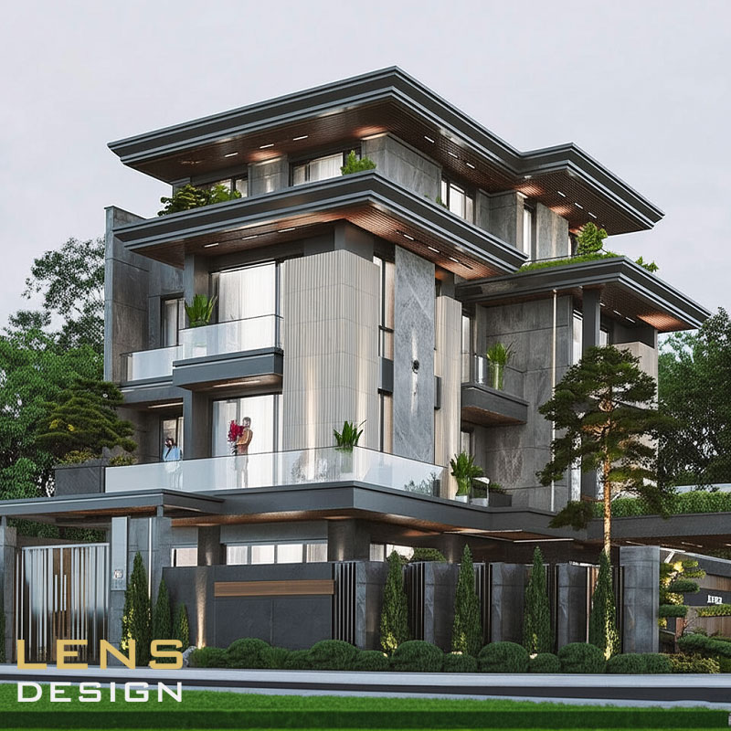 Thiết kế biệt thự 3 tầng hiện đại 2 mặt tiền - ảnh 4