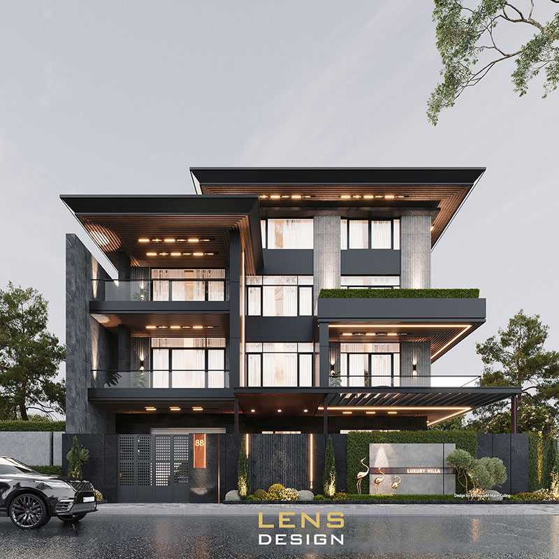 thiết kế biệt thự hiện đại 3 tầng