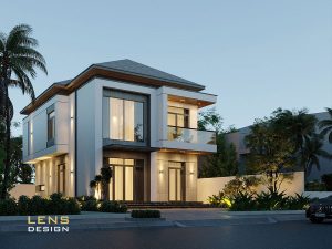 mặt tiền nhà phố 2 tầng mái nhật hiện đại