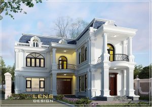 mẫu biệt thự tân cổ điển chữ L