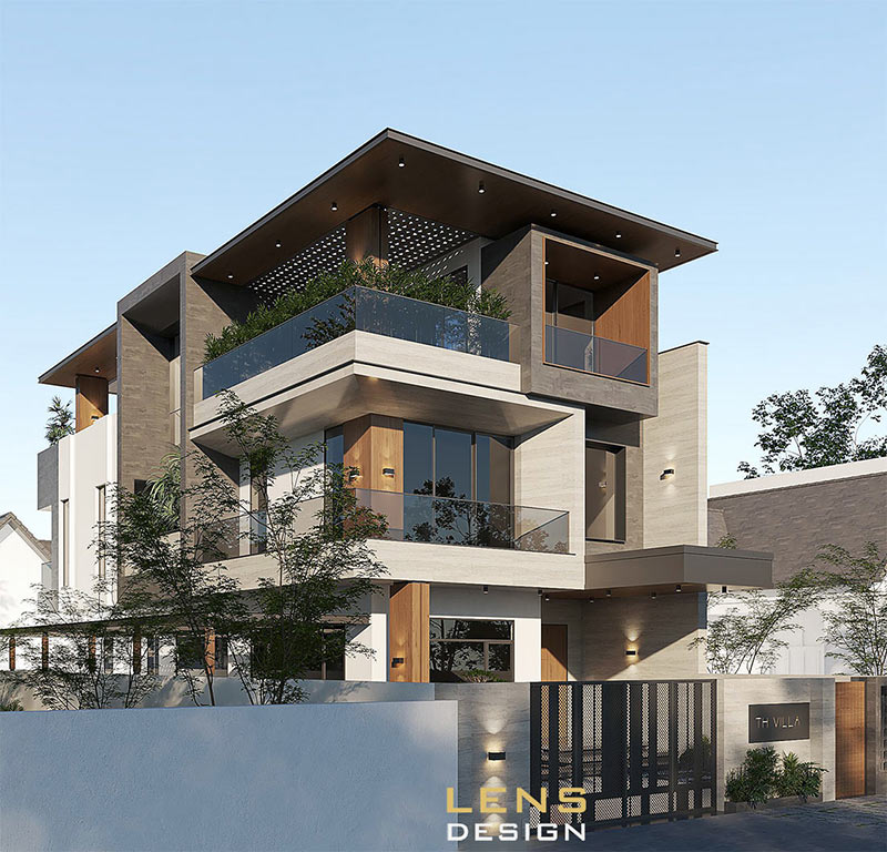 mẫu biệt thự hiện đại 3 tầng