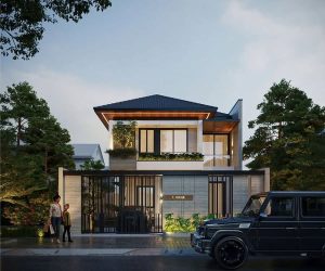 Thiết kế nhà 2 tầng mái Nhật hiện đại, gắn kết cùng thiên nhiên