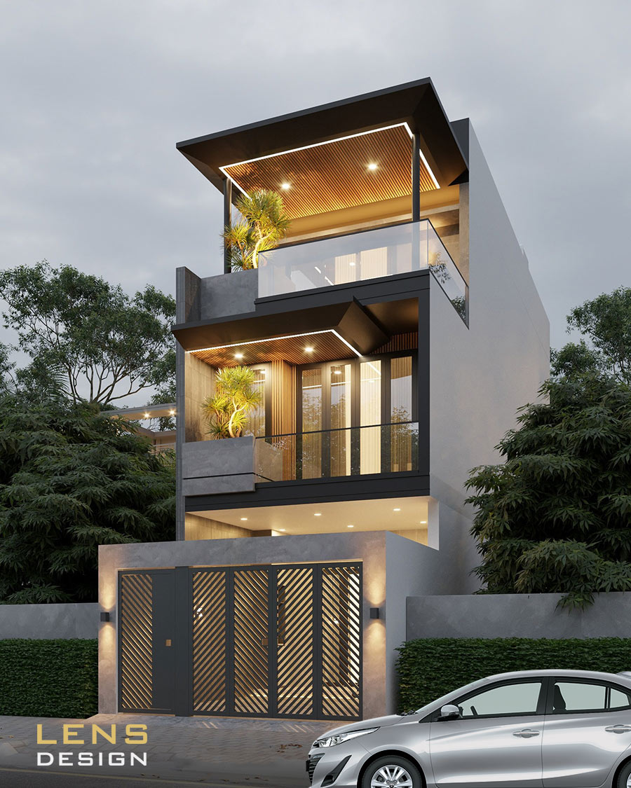 Thiết kế nhà phố 3 tầng sang trọng, hiện đại ở Nghệ An - ảnh 2