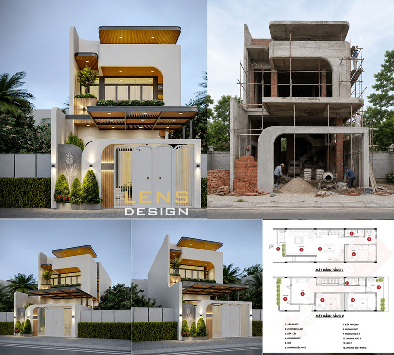 thiết kế và thi công trọn gói nhà phố 2 tầng hiện đại ở bến thuỷ