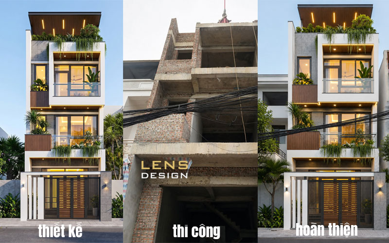 thiết kế và xây nhà trọn gói căn nhà phố 3 tầng ở tp Vinh