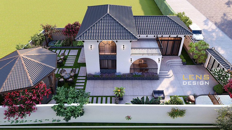 thiết kế nhà vườn mái nhật 1 tầng đẹp