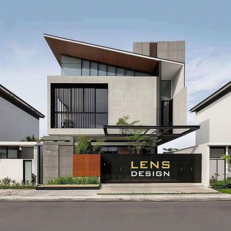 mẫu nhà phố hiện đại mái lệch - ảnh 1