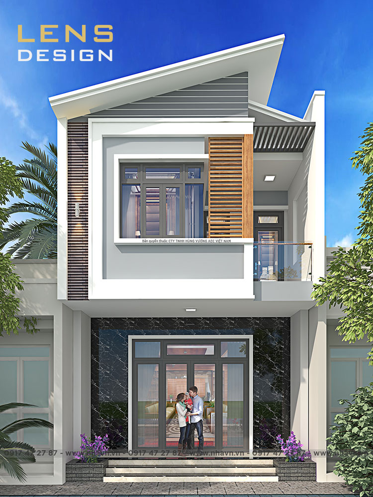 mẫu nhà phố hiện đại mái lệch - ảnh 2