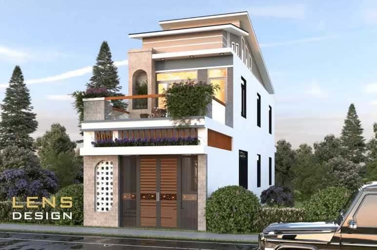 mẫu nhà phố hiện đại mái lệch - ảnh 5