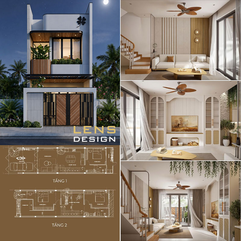 thiết kế nhà phố 2 tầng đẹp tại diễn châu