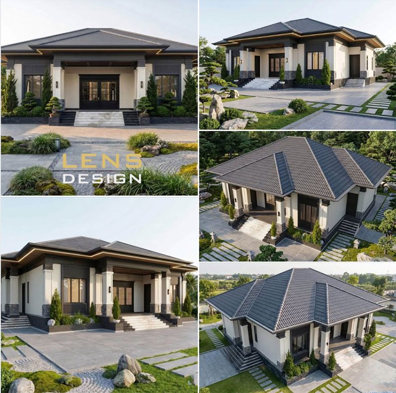 Thiết kế nhà vườn mái Nhật - Anh chị Huấn Hường - Tân Kỳ