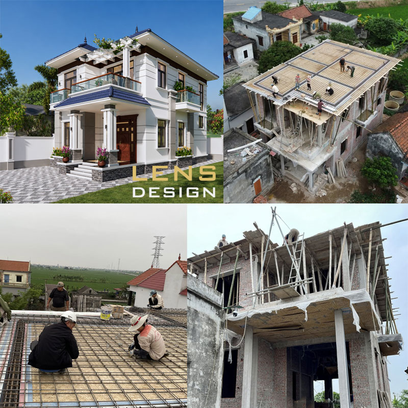 Thiết kế và thi công nhà mái nhật 2 tầng hiện đại - Anh chị Long Hương